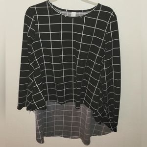 H&M Checkered Long Sleeve Women's Work Blouse Size Large